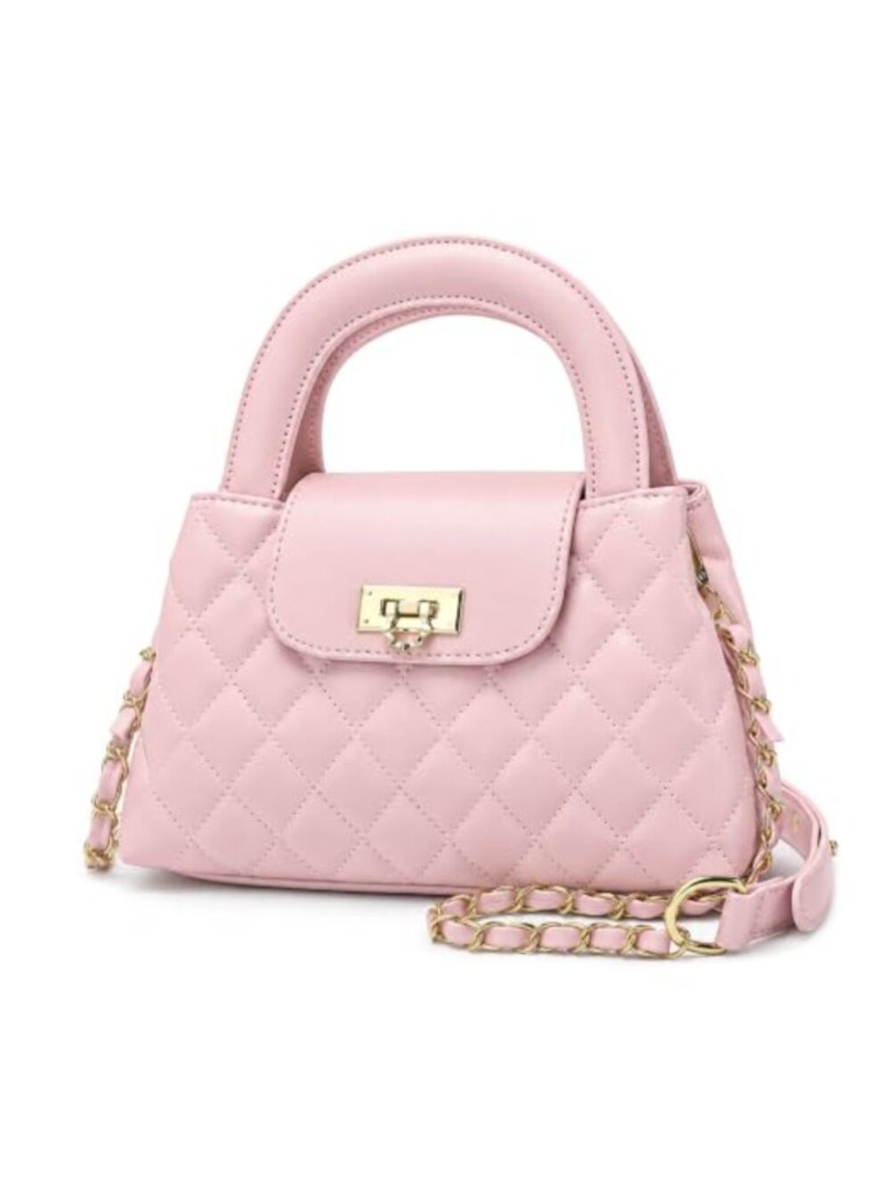 Quilted Crossbody Handbag Faux Leather Chain Strap Mini Purse